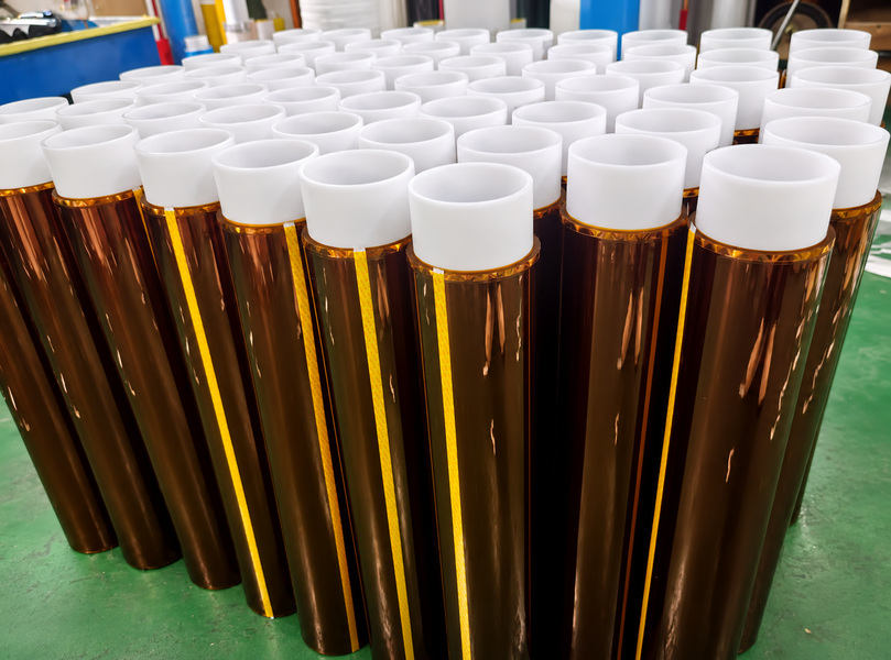 Polyimide tape log rolls ready for slitting or supply as log rolls